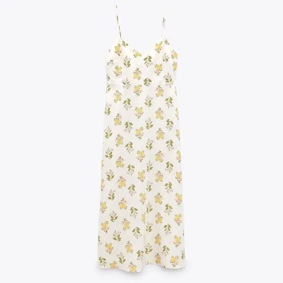 ZARA FLORAL PRINTED MIDI DRESS - Picture 9 of 11